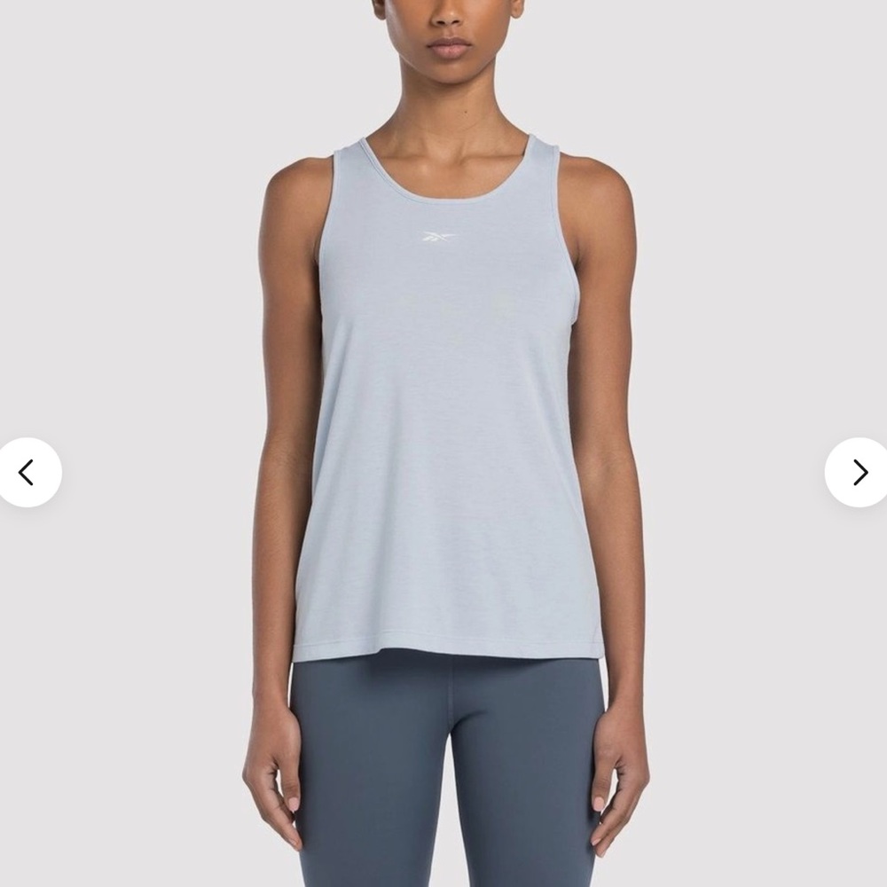 REEBOK Women’s XL Vector Logo Pale Chill Blue Sleeveless Relaxed Tank Top NWT